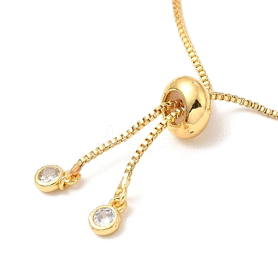 Adjustable Rack Plating Brass Cubic Zirconia Chain Bracelets BJEW-A132-01G-1