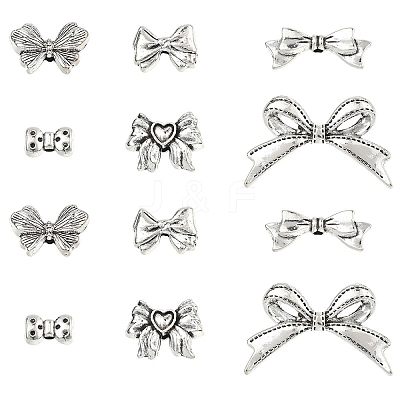 60Pcs 6 Styles Tibetan Style Alloy Beads TIBEB-YW0001-38-1