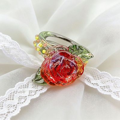 Handmade Lampwork Finger Rings WG782F0-01-1