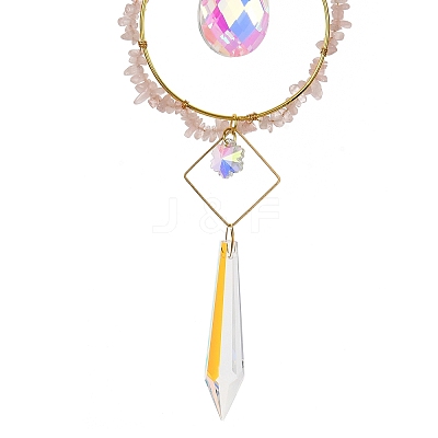 Natural Rose Quartz Chips Hanging Ornaments G-Z051-01C-1