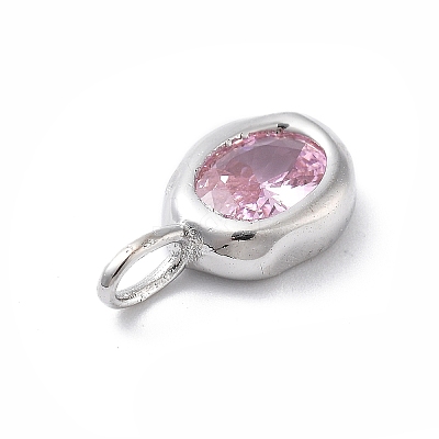 925 Sterling Silver Cubic Zirconia Oval Charms STER-S006-01S-J-1