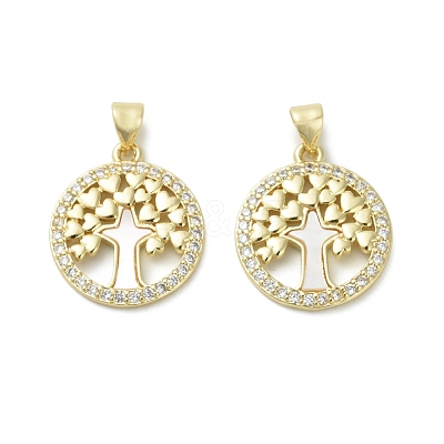 Brass Micro Pave Cubic Zirconia Pendants LS-KK-D384-06G-03-1
