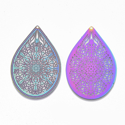 Ion Plating(IP) 304 Stainless Steel Filigree Pendants STAS-S108-54-1