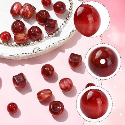 20Pcs 5 Styles Opaque Resin Beads RESI-FS0002-35-1