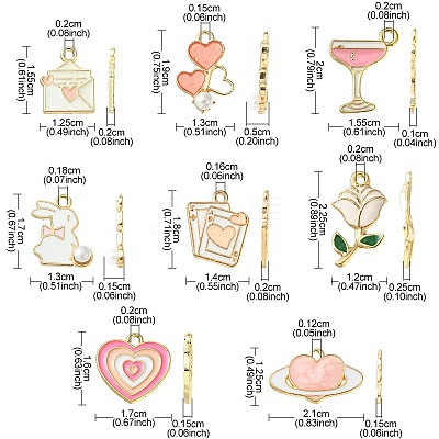16Pcs 8 Styles Valentine's Day Alloy Enamel Pendants ENAM-FS0001-64-1