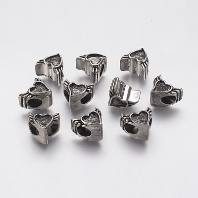 Ion Plating(IP) 304 Stainless Steel European Beads Enamel Settings STAS-J022-089AS-1