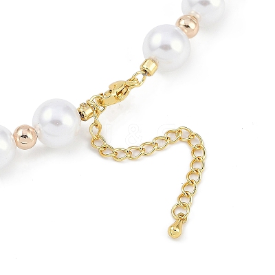 Rack Plating Brass & ABS Imitation Pearl Beaded Necklaces NJEW-P317-13A-G-1