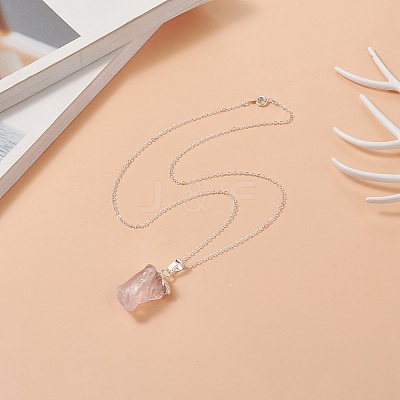 Natural Rose Quartz Geometric Pendant Necklace NJEW-JN04239-04-1