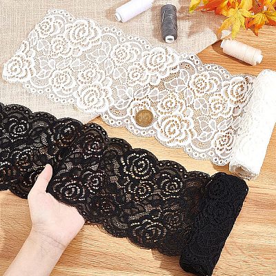 4 Yards 2 Colors Nylon Flower Leaf Wavy Edge Lace Trim OCOR-GF0002-60-1