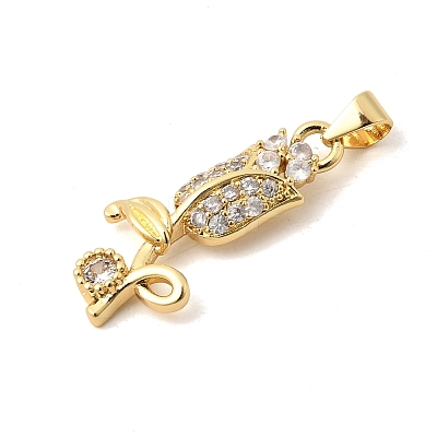 Brass Micro Pave Clear Cubic Zirconia Pendants KK-A296-07B-G-1