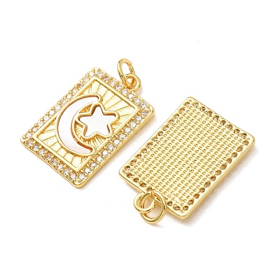 Brass Micro Pave Clear Cubic Zirconia Pendants KK-CBADE12-02E-G-1