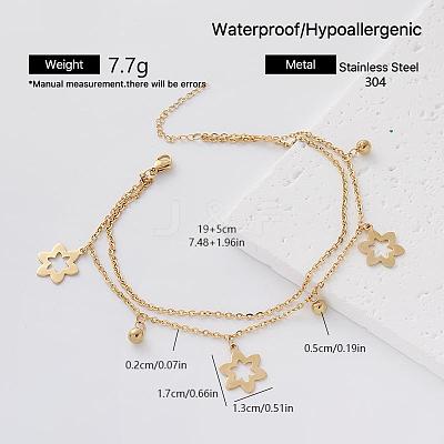 304 Stainless Steel Charm 2-Strand Bracelets for Women ER2642-5-1