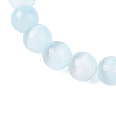 Round Natural Selenite Beaded Stretch Bracelets BJEW-L694-002B-01-1