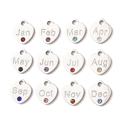 Birthday 304 Stainless Steel Micro Pave Cubic Zirconia Charms CU-CBA9CF9-01P-1