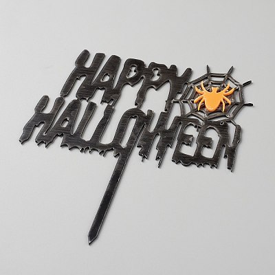 Acrylic Spider & Halloween Word Cake Insert Card Decoration DIY-H109-04-1