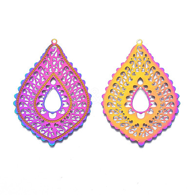 Ion Plating(IP) 304 Stainless Steel Filigree Big Pendants LS-STAS-T057-56-1