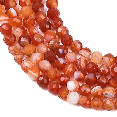 Natural Red Banded Agate Beads Strands G-B175-D22-4mm-1