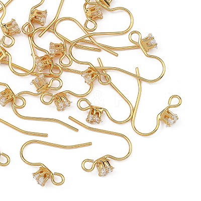 SHEGRACE Brass Pave Cubic Zirconia Earring Findings XGRQ4S738-740G-1