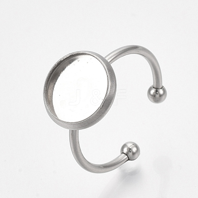Tarnish Resistant 201 Stainless Steel Cuff Finger Rings Components STAS-T047-19A-1