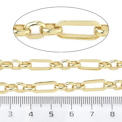 Brass Rectangle Link Chains KK-C251-28G-1