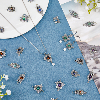 64Pcs 4 Styles Natural Mixed Stone Connector Charms FIND-FH0005-85-1