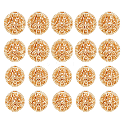 20Pcs 2 Style Brass Hollow Beads KK-PH0009-41-1