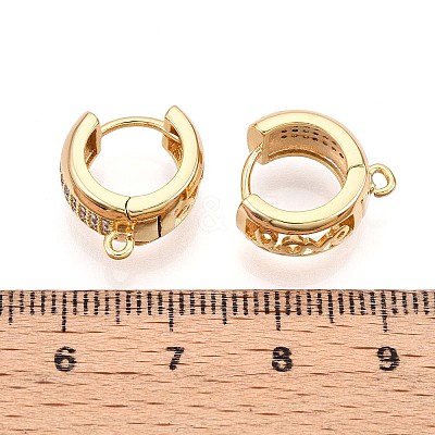 Brass Micro Pave Cubic Zirconia Hoop Earring Finding KK-N261-49G-1