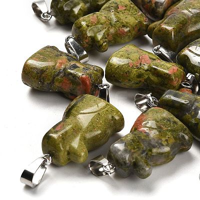Natural Unakite Pendants G-B127-07P-06-1