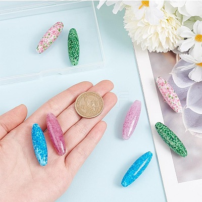 8Pcs 4 Colors Normal Lampwork Beads FOIL-AR0001-01-1