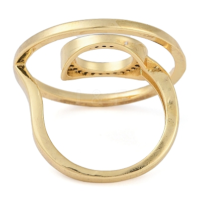 Ring Brass Micro Pave Clear Cubic Zirconia Open Cuff Ring for Women RJEW-Q819-16G-1