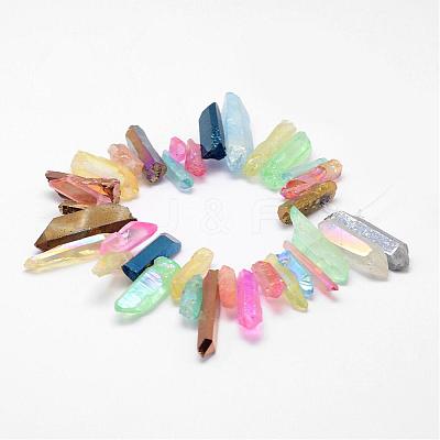 Electroplated Natural Quartz Crystal Bead Strands G-G895-16-1