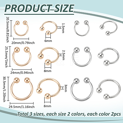 12Pcs 6 Styles Alloy C Shape Clasps for Hat FIND-PH0028-76-1