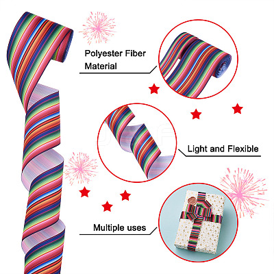 2 Rolls 2 Style Stripe Pattern Printed Polyester Grosgrain Ribbon OCOR-TA0001-38A-1