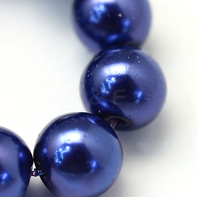 Baking Paint Pearlized Glass Pearl Round Bead Strands X-HY-Q330-8mm-19-1
