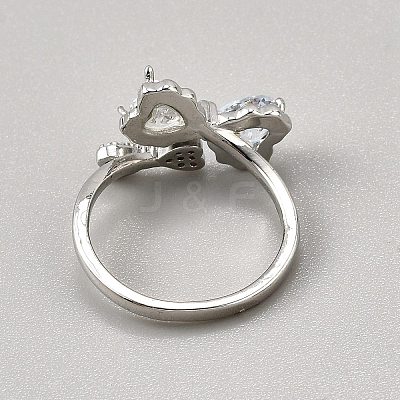 Brass Micro Pave Cubic Zirconia Cuff Rings for Women RJEW-WH0002-40A-1