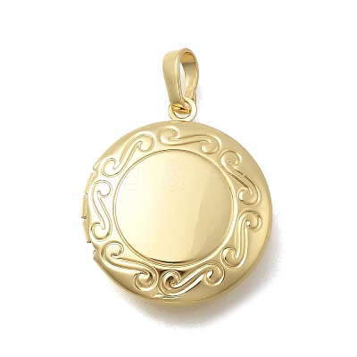 Brass Flat Round Locket Pendants KK-D431-028C-G-1
