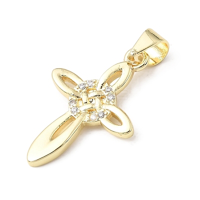 Brass Micro Pave Clear Cubic Zirconia Pendants KK-E799-06C-G-1