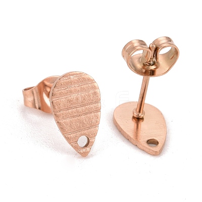 Ion Plating(IP) 304 Stainless Steel Stud Earring Findings STAS-O119-27RG-1