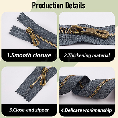 12Pcs 6 Colors Nylon Zipper Fastener FIND-GF0008-20A-1
