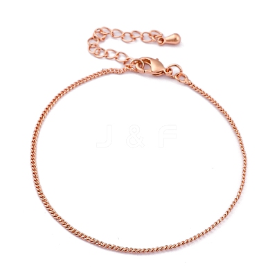 Adjustable Rack Plating Brass Curb Chain Bracelets for Women BJEW-G735-18RG-1