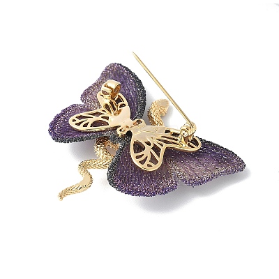 Snake & Butterfly Brass Micro Pave Cubic Zirconia Brooches JEWB-V003-05G-1