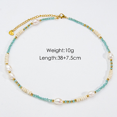 Handmade Natural Pearl & Howlite & Glass Beaded Necklace JR6200-1-1