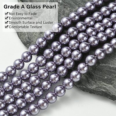 Eco-Friendly Dyed Glass Pearl Round Beads Strands HY-A008-8mm-RB116-1