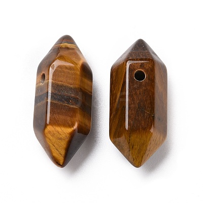 Natural Tiger Eye Double Terminal Pointed Pendants G-C007-02A-20-1