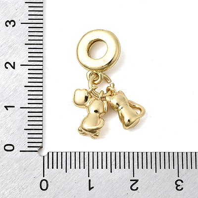 Brass Black and Pink Enamel European Dangle Charms KK-Z150-04G-1