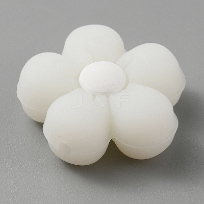 Flower Luminous Silicone Beads SIL-WH0008-37O-1