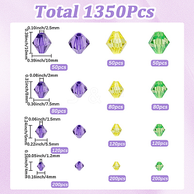 1350Pcs 12 Styles Transparent Acrylic Beads TACR-SP0001-41-1