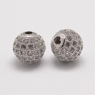 Brass Micro Pave Cubic Zirconia Beads ZIRC-E110-07P-1