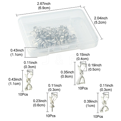 40Pcs 4 Styles Brass Ice Pick Pinch Bails KK-FS0001-24-1