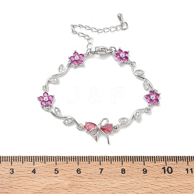 Brass Micro Pave Cubic Zirconia Link Chain Bracelets for Women BJEW-C156-04E-03P-1